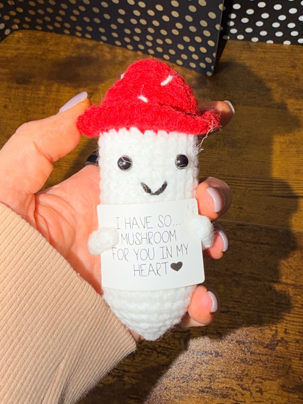 Positive Pals Handmade Red & White Crochet Mushroom Plush